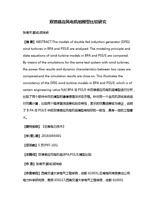 双馈感应风电机组模型比较研究