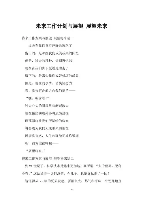 未来工作计划与展望 展望未来