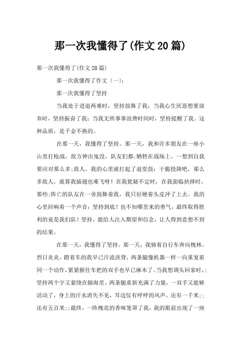 那一次我懂得了(作文20篇)
