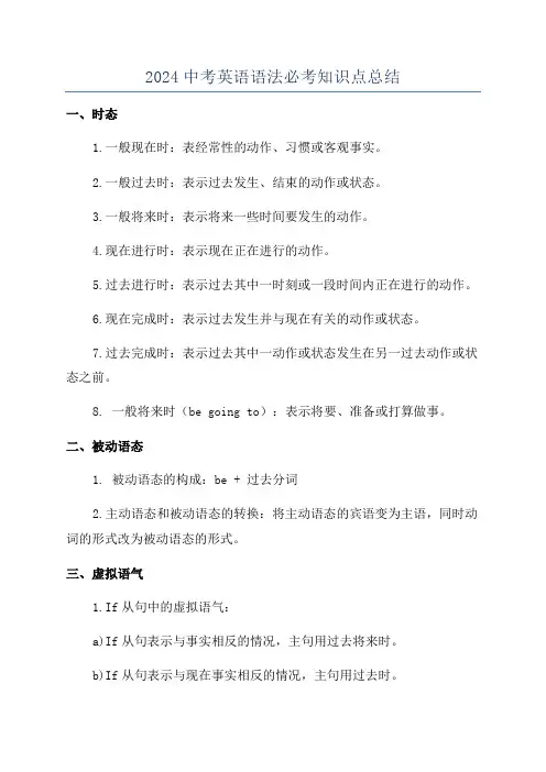 2024中考英语语法必考知识点总结