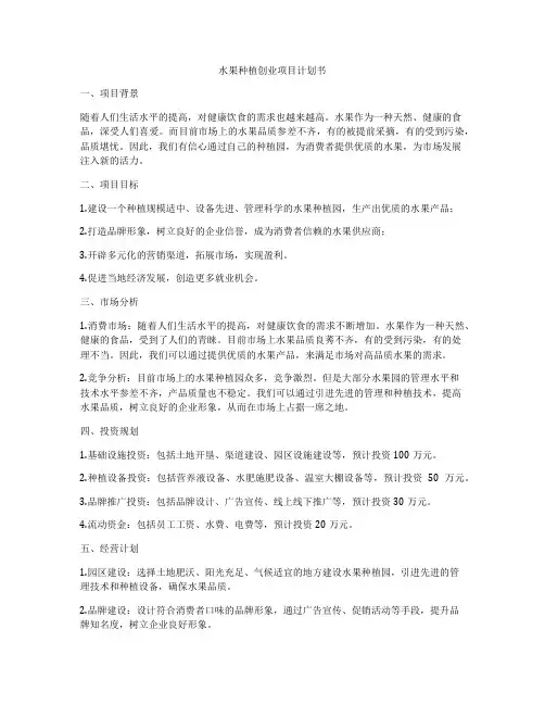 水果种植创业项目计划书