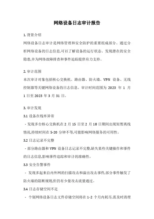 网络设备日志审计报告