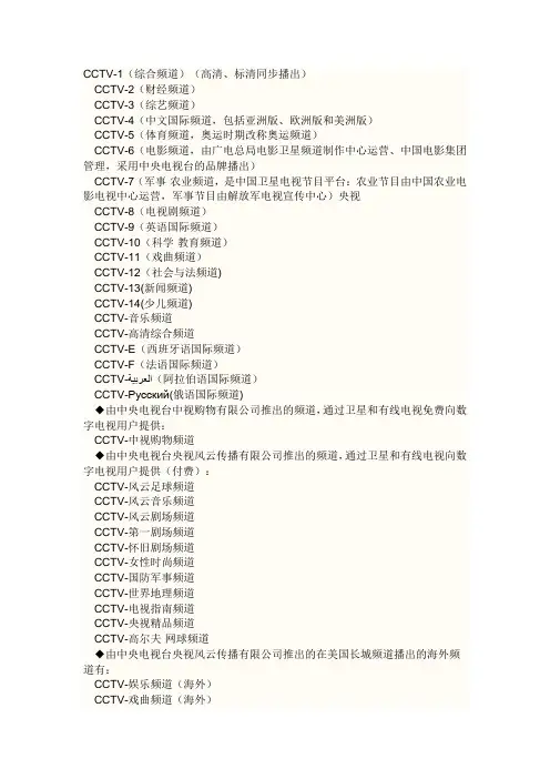 中央电视台栏目性质分类