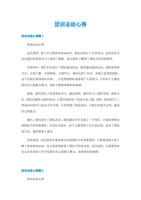 团训总结心得