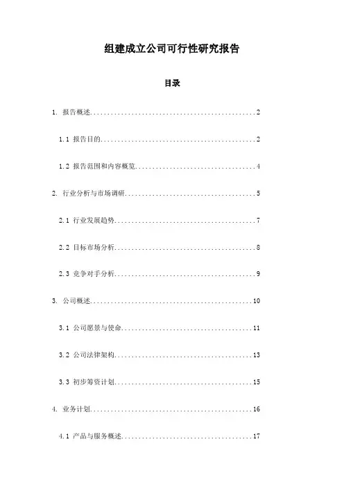 组建成立公司可行性研究报告