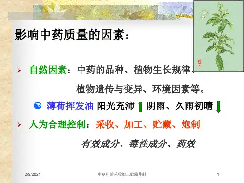 中草药的采收加工贮藏炮制课件