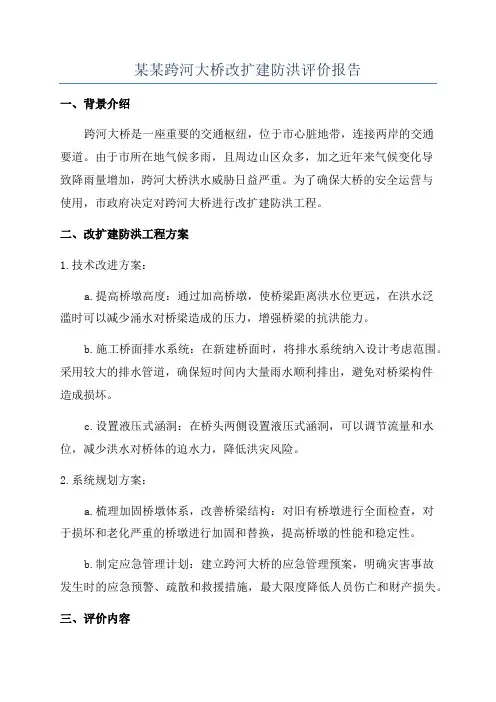 某某跨河大桥改扩建防洪评价报告