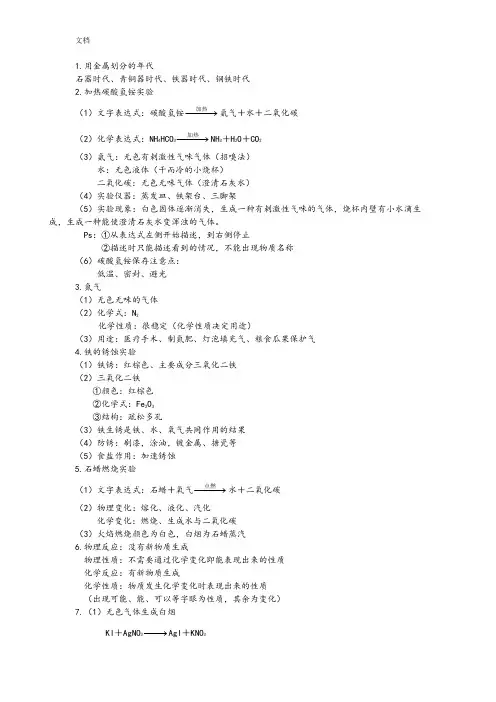 苏教版初三化学学霸笔记