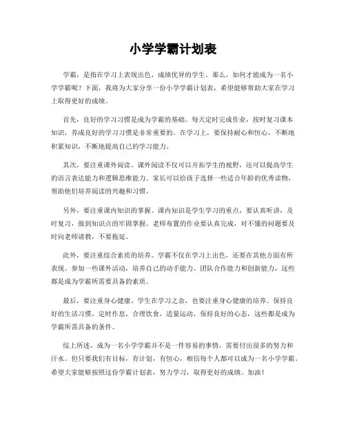 小学学霸计划表