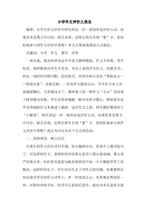 小学作文评价之我见
