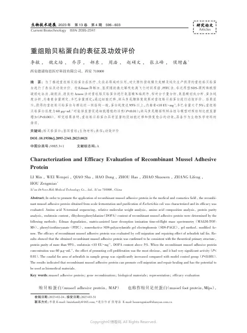 重组贻贝粘蛋白的表征及功效评价