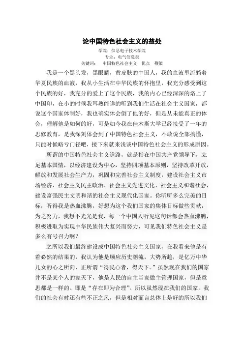 论中国特色社会主义的益处