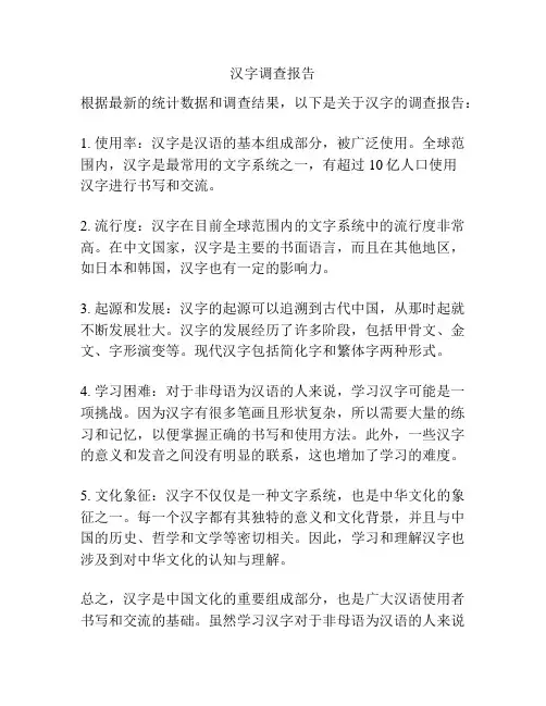 汉字调查报告