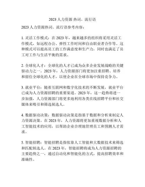 2023人力资源 热词、流行语