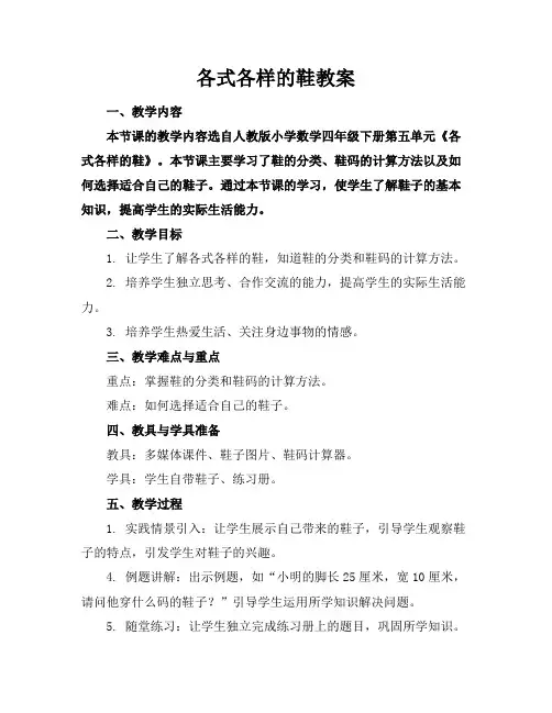 各式各样的鞋教案