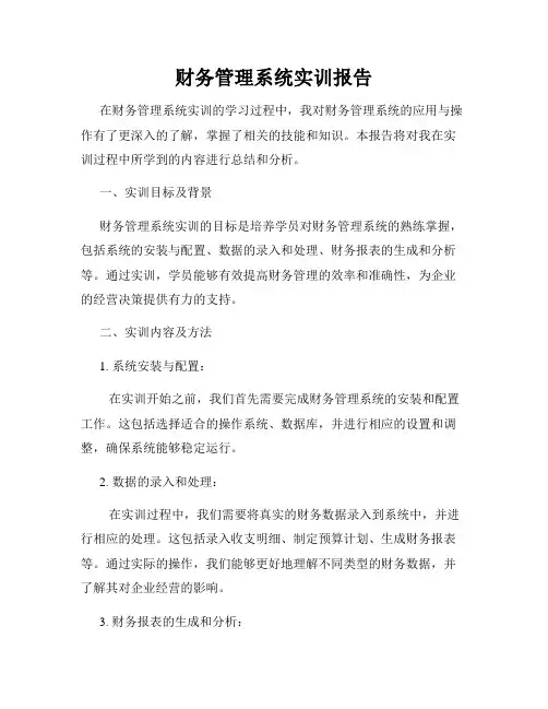 财务管理系统实训报告