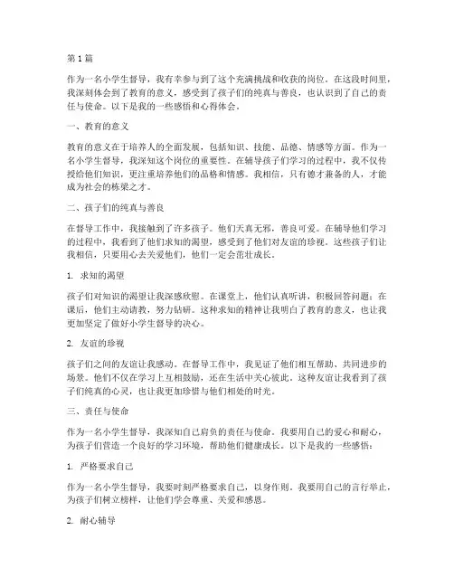 小学生督导感悟心得体会(3篇)