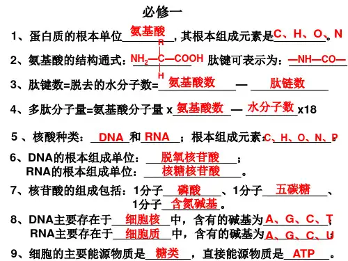 含答案高中生物必修一二三基本知识背记检查清单