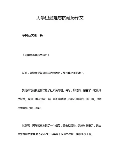 大学里最难忘的经历作文