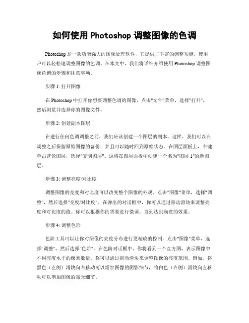 如何使用Photoshop调整图像的色调