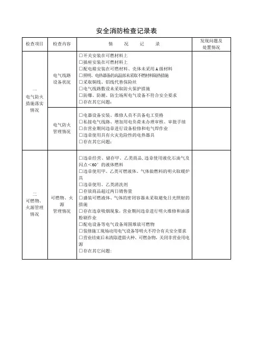 消防安全检查记录表