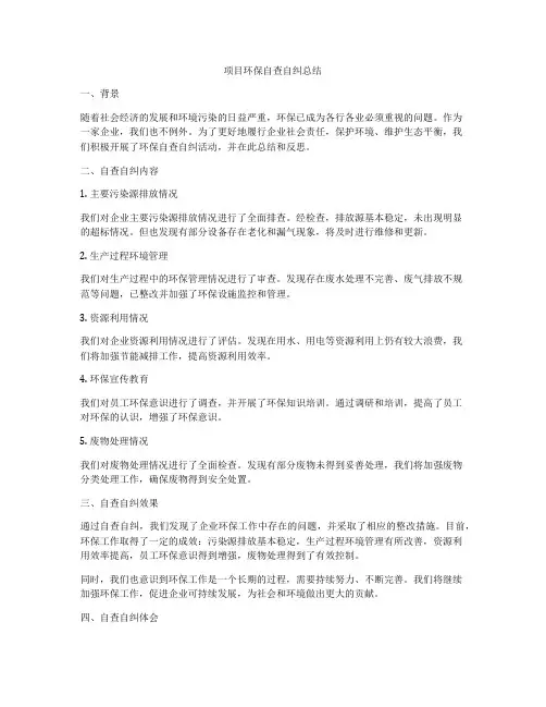 项目环保自查自纠总结