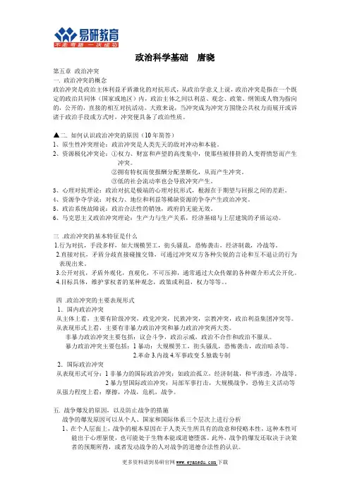 外交学院国际政治考研唐晓《政治科学基础》精编资料