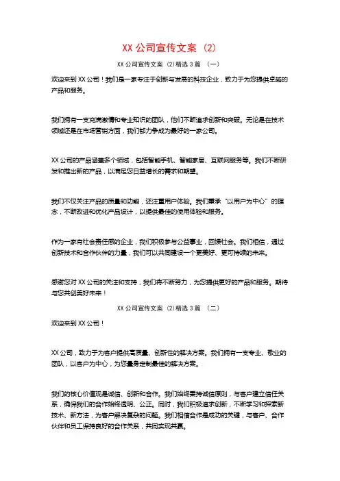 XX公司宣传文案 (2)3篇