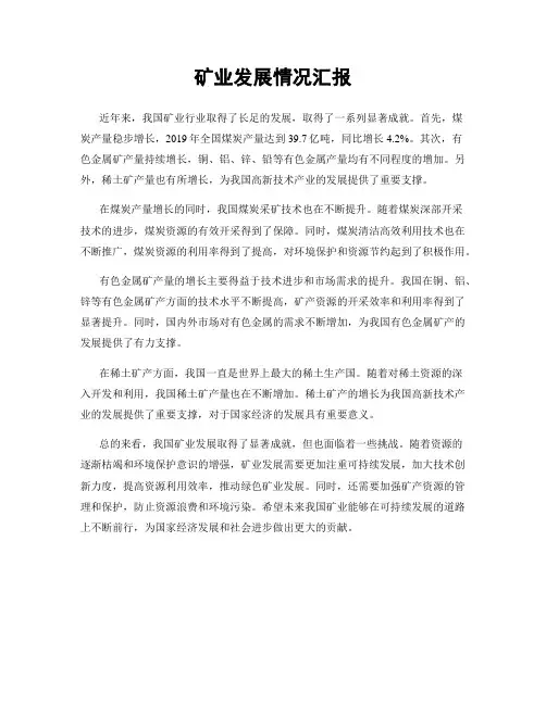 矿业发展情况汇报