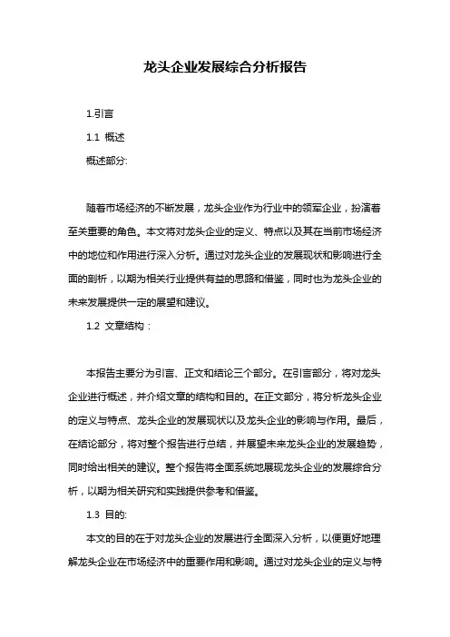 龙头企业发展综合分析报告