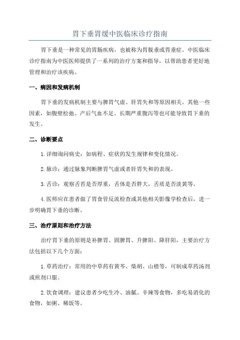 胃下垂胃缓中医临床诊疗指南