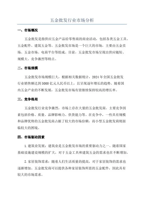 五金批发行业市场分析