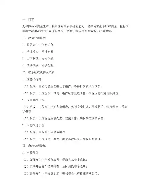应急处理措施及应急预案范文
