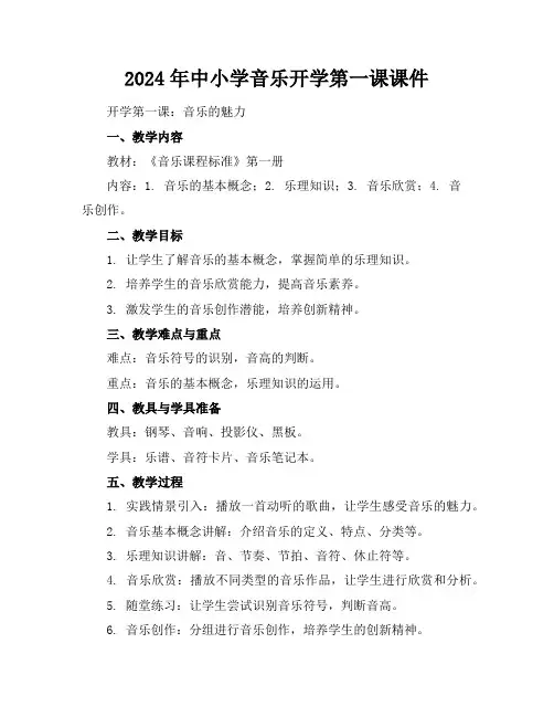 2024年中小学音乐开学第一课课件