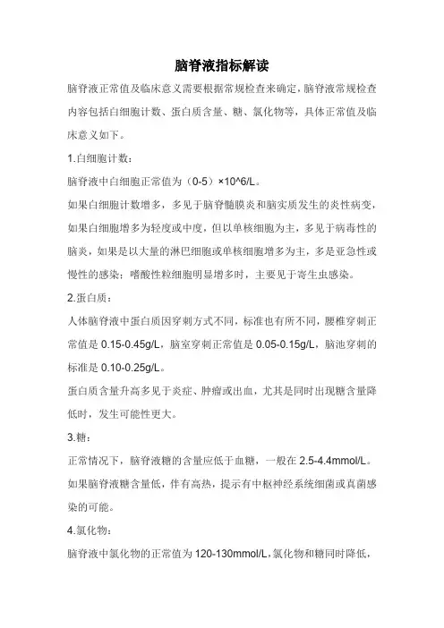 脑脊液指标解读