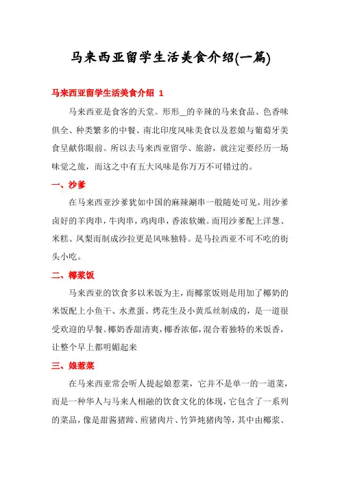 马来西亚留学生活美食介绍(一篇)