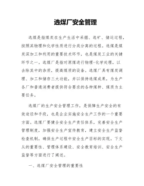 选煤厂安全管理