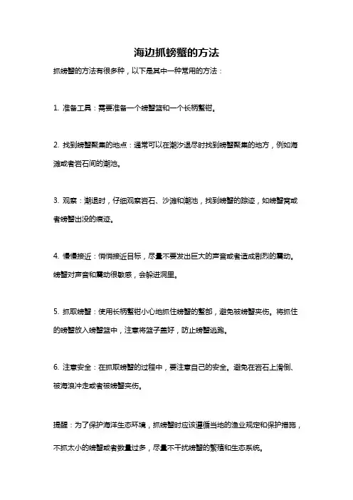 海边抓螃蟹的方法