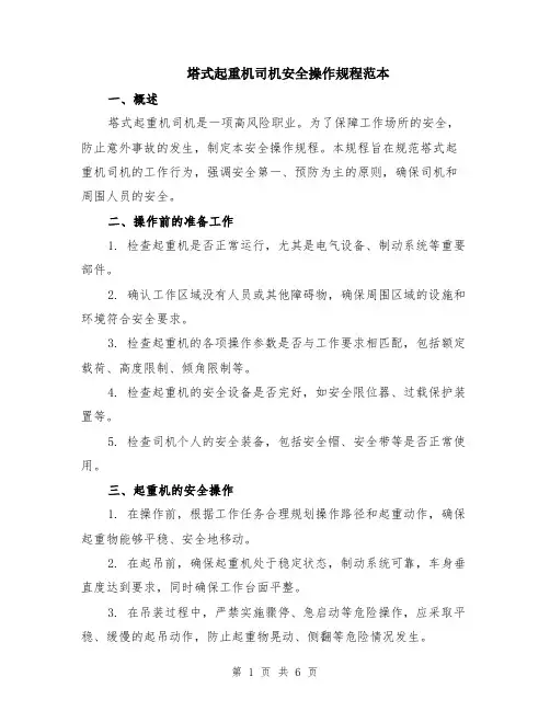 塔式起重机司机安全操作规程范本（2篇）