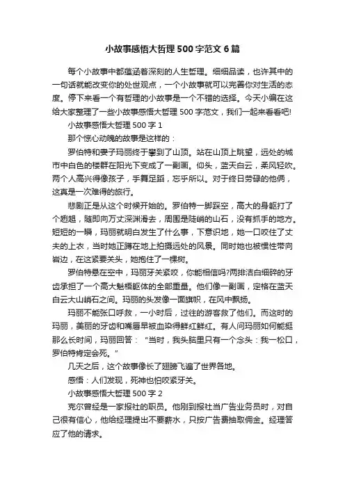 小故事感悟大哲理500字范文6篇