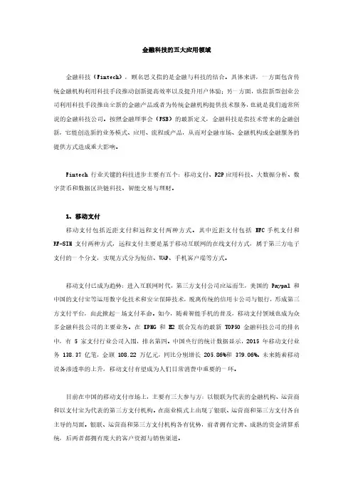 金融科技的五大应用领域 