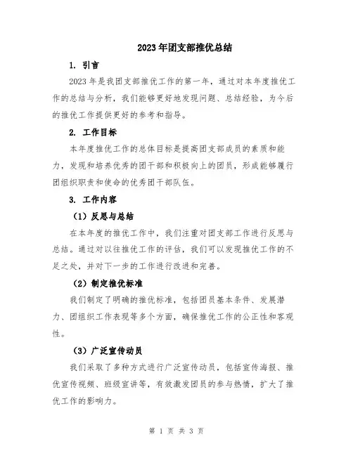 2023年团支部推优总结