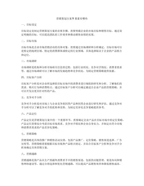 营销策划方案9要素有哪些