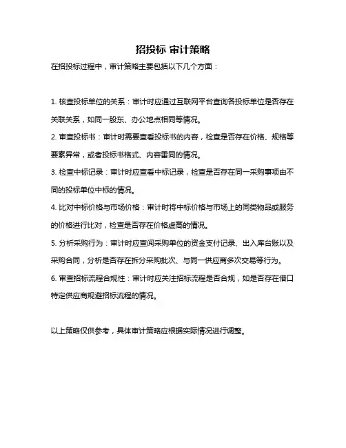 招投标 审计策略