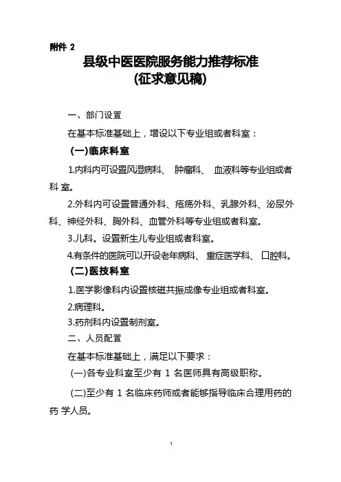 11.2.县中医医院医疗服务能力推荐标准(征求意见稿)