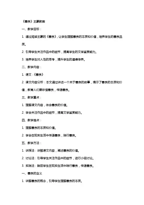 《善良》王蒙教案