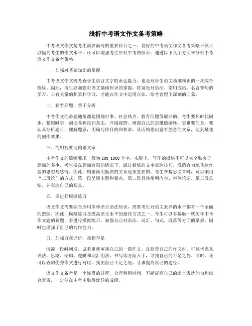 浅析中考语文作文备考策略