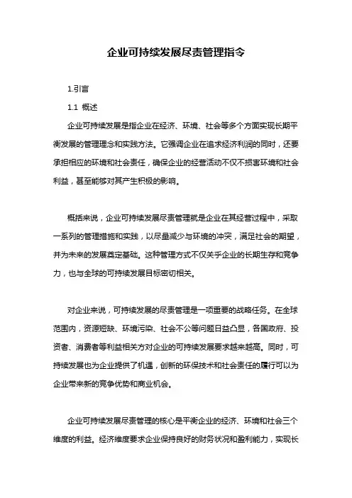 企业可持续发展尽责管理指令