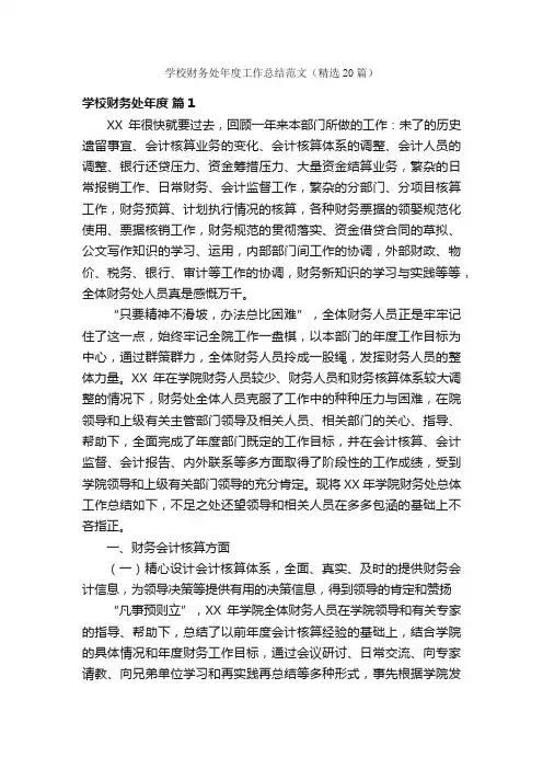 学校财务处年度工作总结范文（精选20篇）