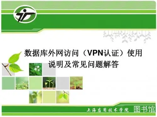 数据库外网访问VPN认证使用说明及常见问题解答-PPT精选文档